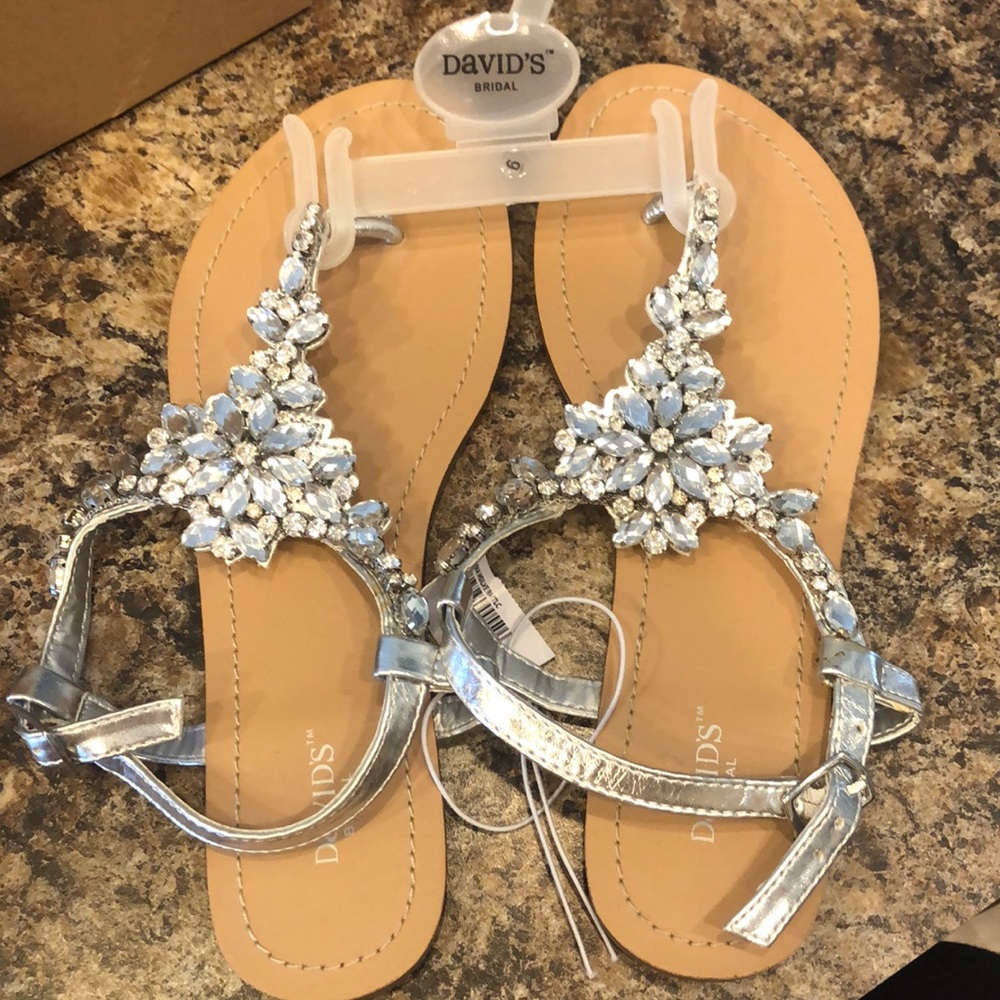 David’s Bridal Gemma Jeweled Sandals Size 6 New